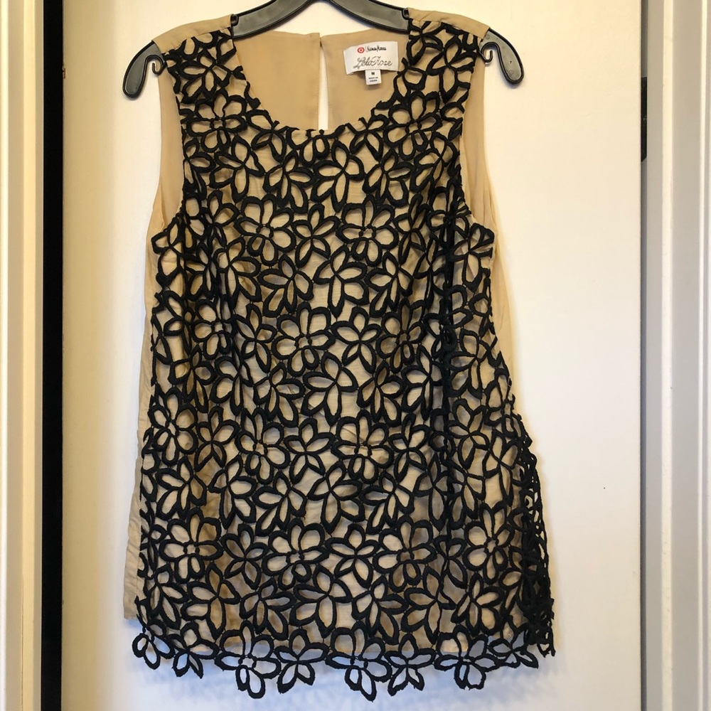 Women’s Blouse. Black and tan. Lela Rose.